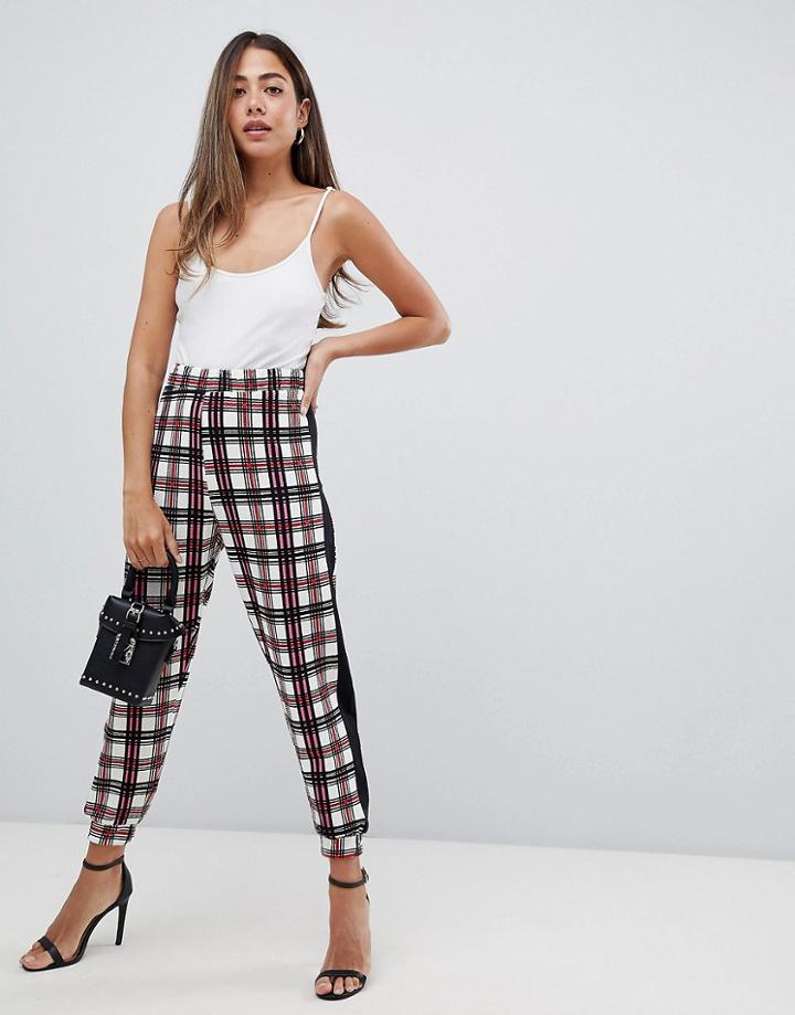 Asos Design Sweatpants In Pink Check-multi