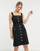 Accessorize Button Up Beach Dress In Black-white