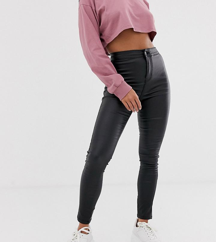 Noisy May Petite Coated Skinny Jeans In Black - Black