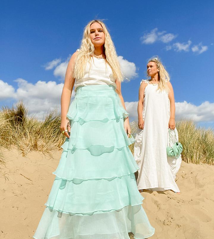 Labelrail X Olivia & Alice Maxi Skirt With Tiering-blues