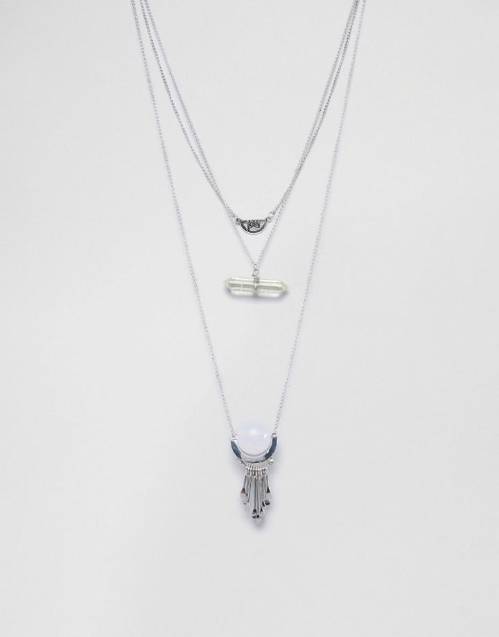 Ashiana Multi Layered Necklace With Gem And Engraving Detailing