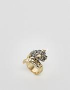 Monki Jewel Encrusted Snake Ring - Gold