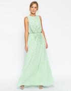 Asos Salon Embellished Waist Scattered Maxi Dress - Mint