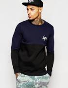 Hype Sweatshirt With Curved Panel - Navy Black