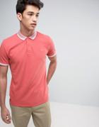 Threadbare Contrast Collar Plain Polo - Pink
