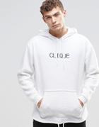 Asos Oversized Fleece Hoodie With Clique Embroidery - Off White