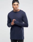Religion Long Sleeve T-shirt With Stepped Front - Navy