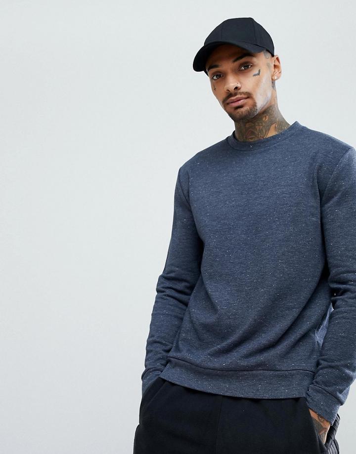 Asos Sweatshirt In Navy Nepp - Navy