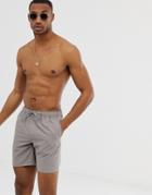 Asos Design Swim Shorts In Gray In Mid Length