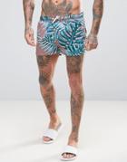 Asos Swim Shorts With Palm Print In Super Short Length - Multi
