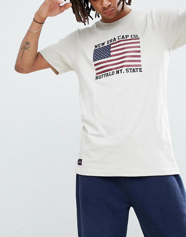 New Era T-shirt With U.s.a Logo In Stone - Stone