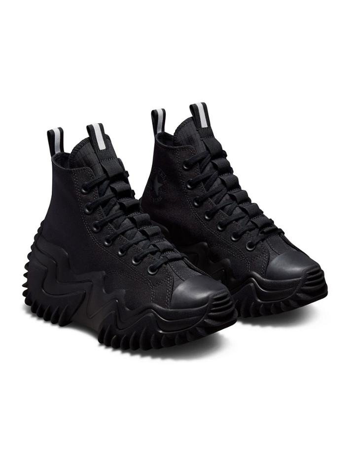 Converse Run Star Motion Hi Platform Sneakers In Triple Black
