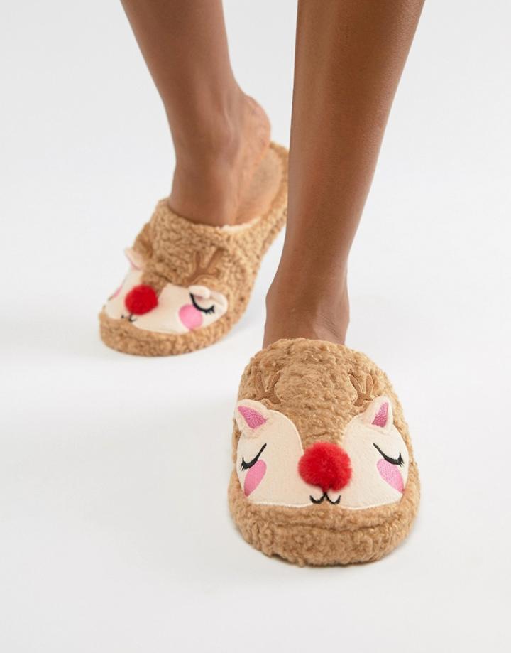 Chelsea Peers Fluffy Reindeer Slipper - Multi