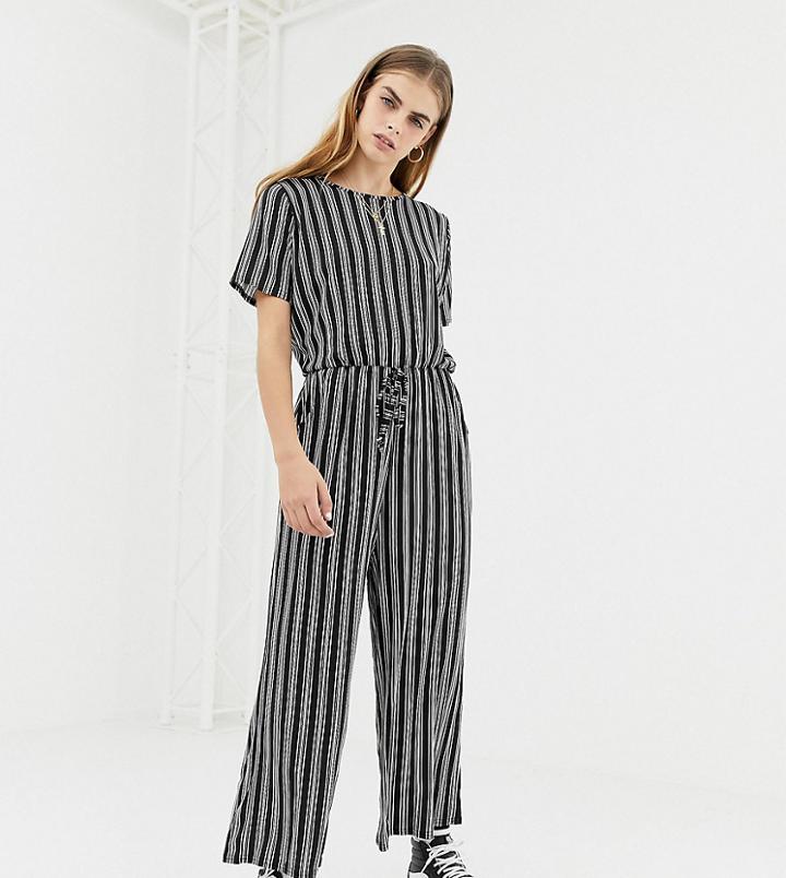 Daisy Street Jumpsuit With Drawstring Waist In Stripe - Black