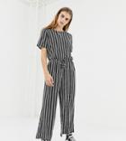 Daisy Street Jumpsuit With Drawstring Waist In Stripe - Black