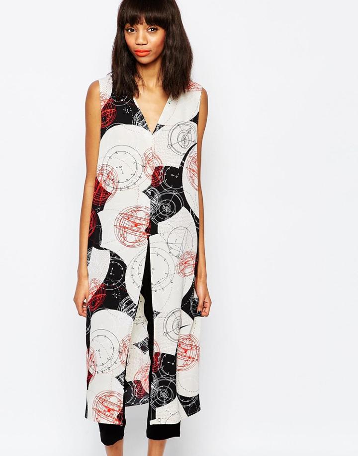 Monki Printed Split Front Tunic Top - Multi