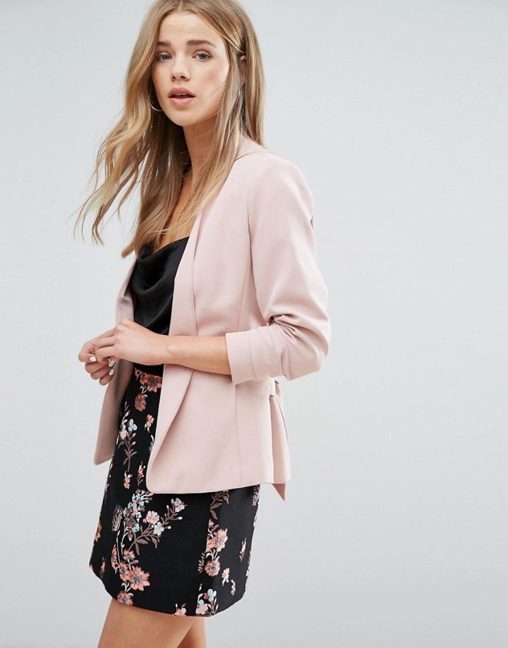 New Look Tie Front Crop Jacket - Pink
