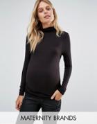 New Look Maternity Ruched Roll Neck Top - Black