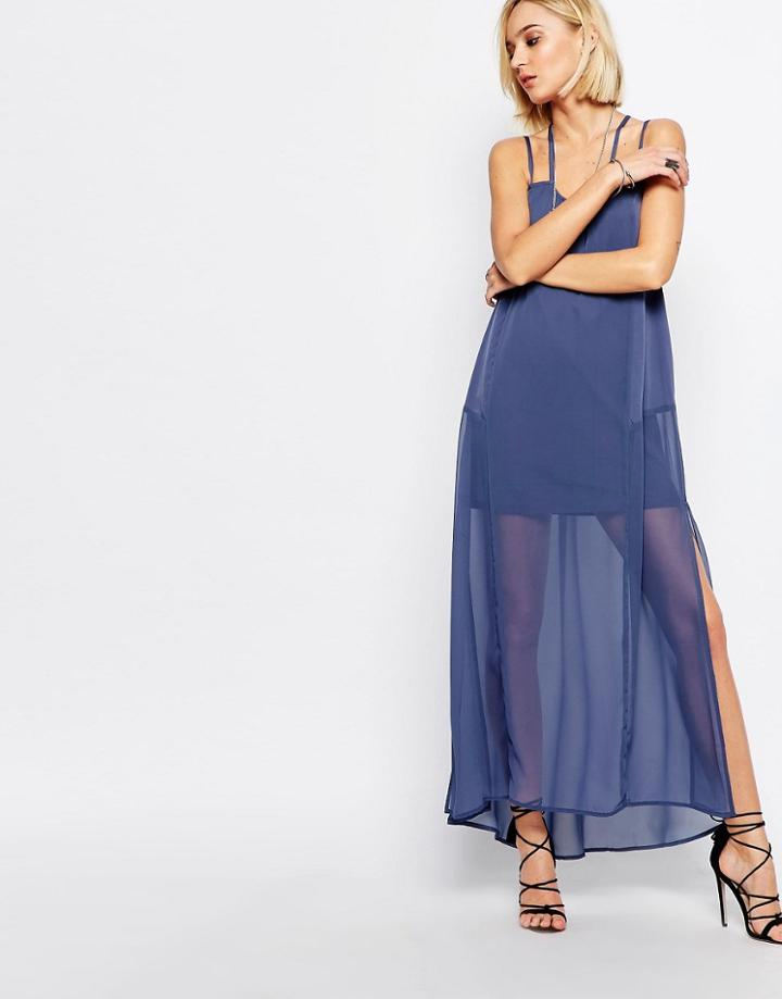 Religion Merge Maxi Dress In Moonlight Blue - Blue