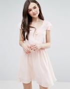 Pussycat London Skater Dress With Tie Detail - Pink