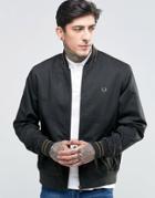 Fred Perry Bomber Jacket With Tiping In Dark Racing Green - Green