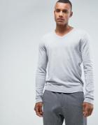 Asos V-neck Cotton Sweater In Gray - Gray