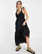 Topshop Eyelet Maxi Dress In Black