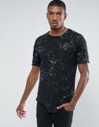 Pull & Bear T-shirt With Spray Wash Print In Black - Gray