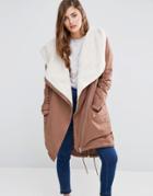 Asos Waterfall Parka With Fleece Lining - Pink