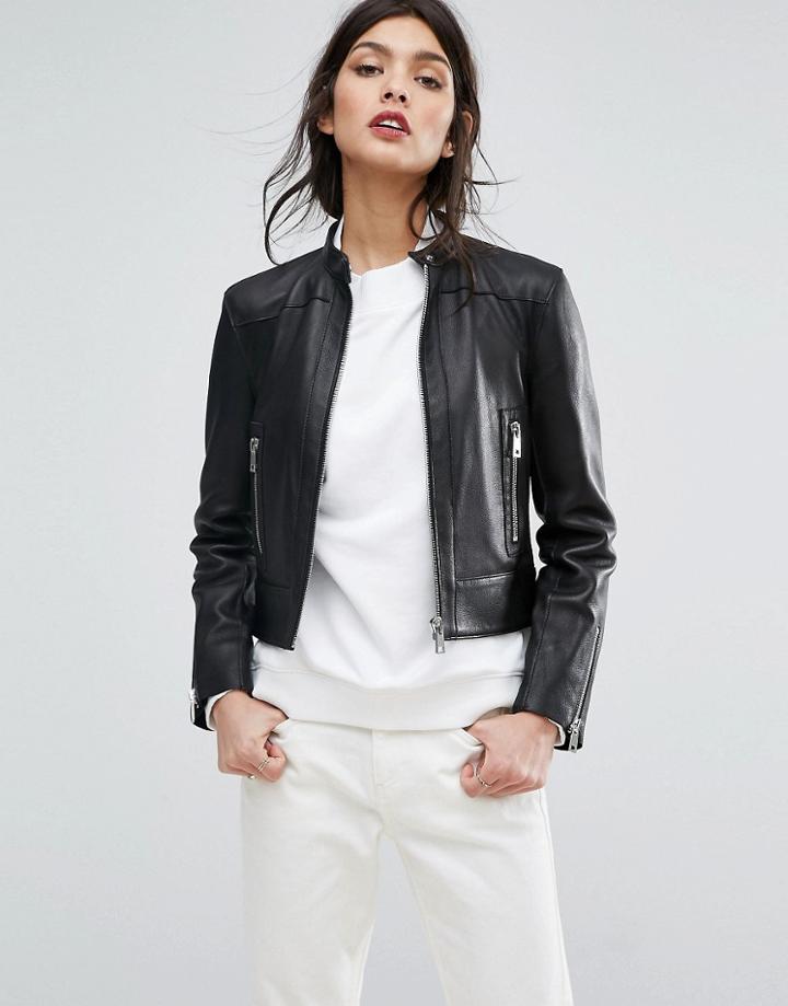 Jaeger Raw Edge Leather Jacket - Black