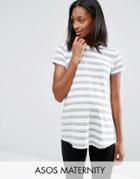 Asos Maternity Stripe Crew Neck T-shirt - Gray