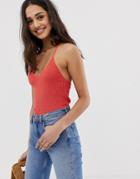 Asos Design Knit Tank With Halter Back-red