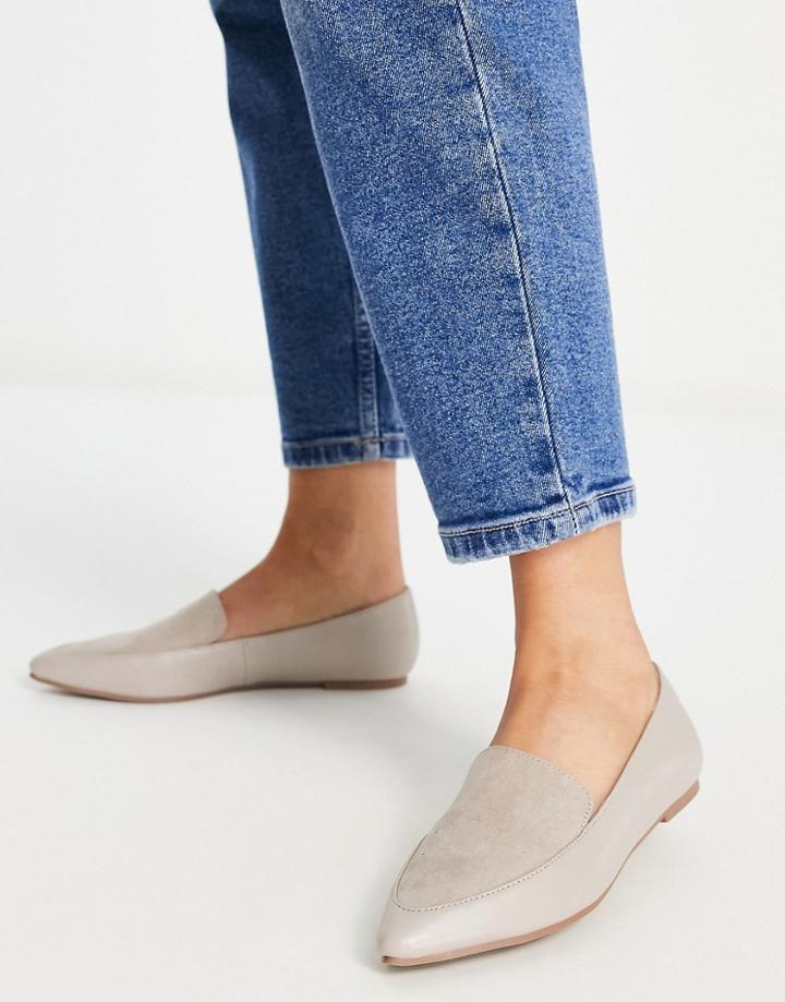London Rebel Pointed Flat Loafers In Taupe-neutral