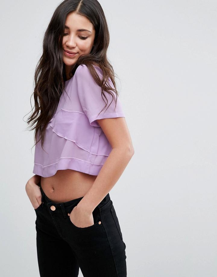 Neon Rose Babyloc Panel Detailed T-shirt - Purple
