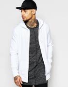 Asos Longline Zip Up Hoodie In White - White