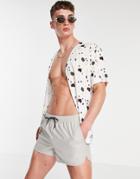 Asos Design Runner Swim Shorts In Gray With Back Pocket Zip-grey