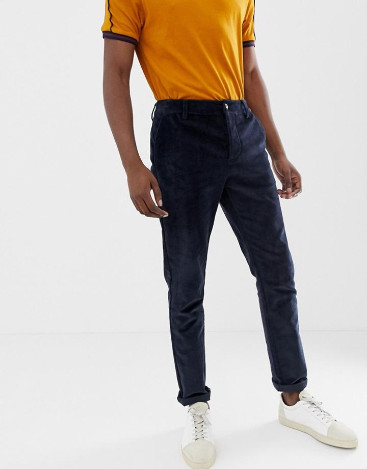 Asos Design Skinny Pants In Navy Cord
