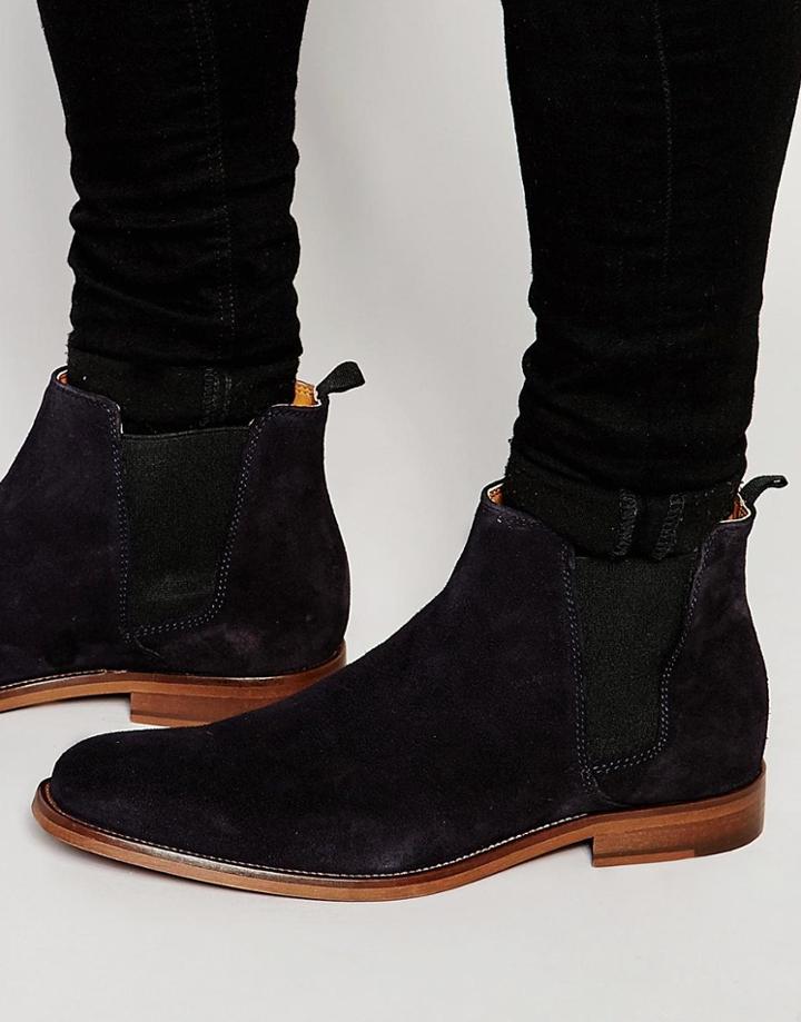 Aldo Vianello Suede Chelsea Boots - Navy