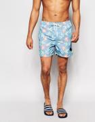 Bellfield Blue Floral Printed Swim Shorts - Blue