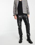 Jaded London Straight Leg Faux Leather Jeans In Black With Paneling