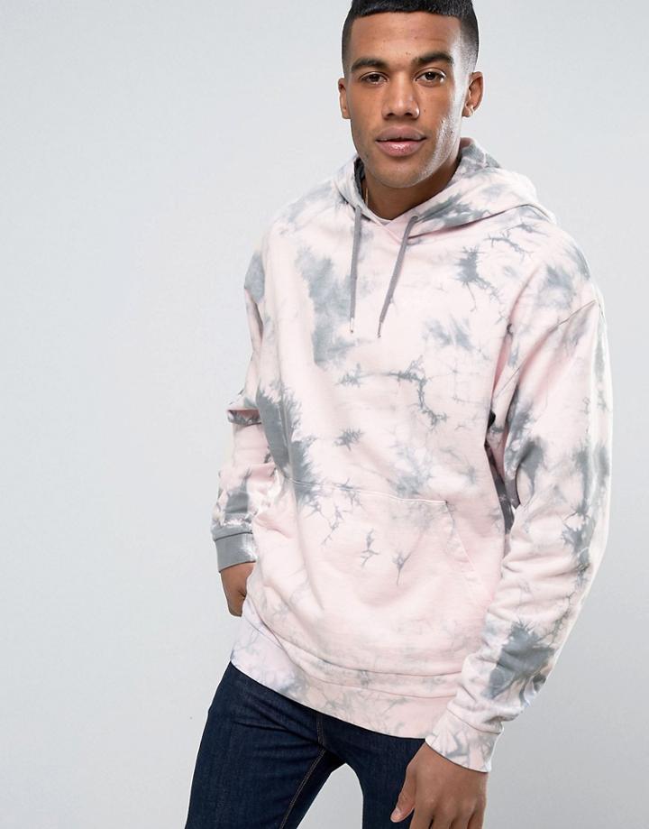 Asos Oversized Hoodie In Tie Dye - Gray