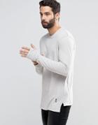 Religion Long Sleeve T-shirt With Stepped Front In Longline - Gray