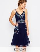 Frock And Frill Embellished Cami Strap Midi Dress - Navy
