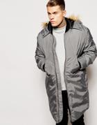 Asos Bomber Parka Jacket 2 In 1 With Removable Hood - Gray