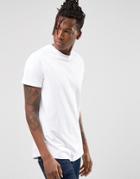 Selected Curved Longline Pique T-shirt - White