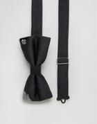 Noose & Monkey Bow Tie With Metal Tipping - Black