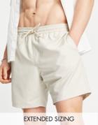 Asos Design Swim Shorts In Beige Mid Length-neutral