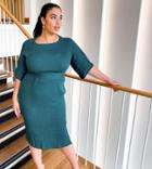Closet London Plus Ribbed Pencil Dress In Emerald Green