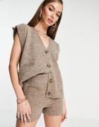 Asos Design Set Knitted Shorts In Taupe-neutral