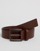 Hugo Gionio Logo Keeper Leather Belt In Brown - Brown